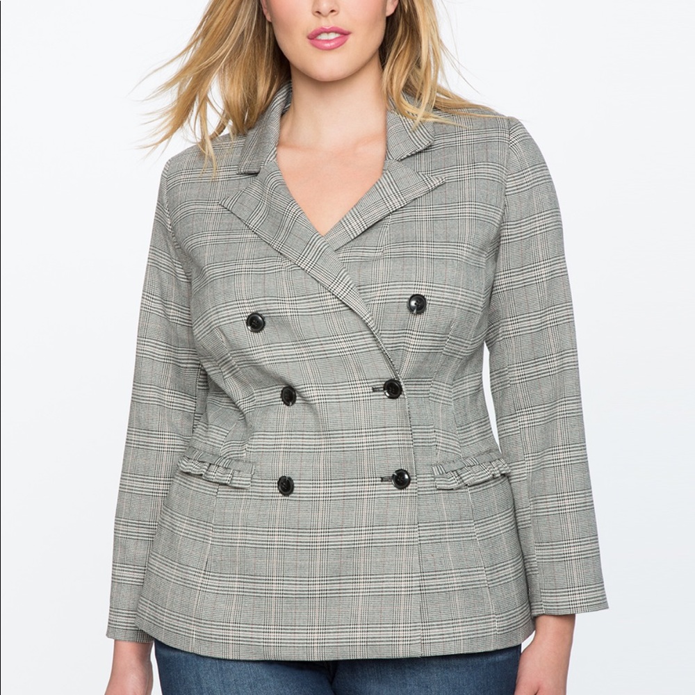 Ruffle Trim Double Breasted Blazer